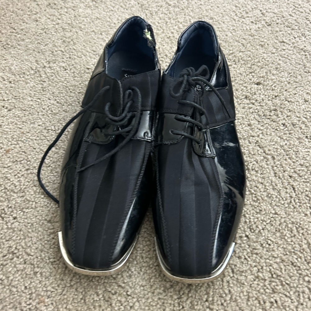 Parrazo Men's Black Dress Shoes Steel toe, Size 10